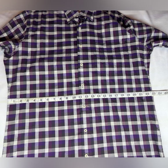 Peter Millar Long Sleeve Button Down Purple Plaid Shirt Large - Picture 7 of 14